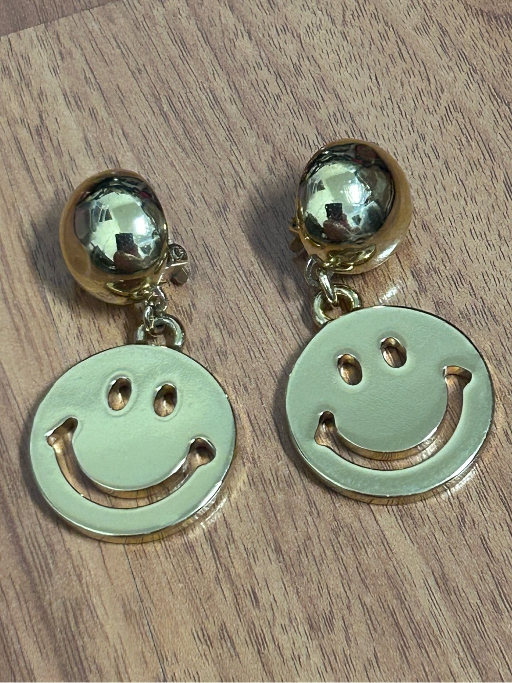 Authentic Vintage Moschino Gold-Tone Smiley Face Clip-On Earrings